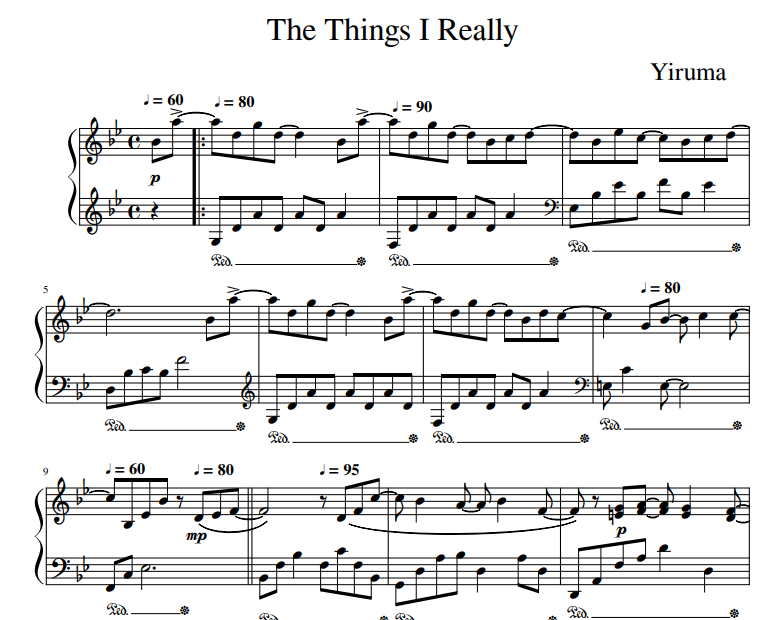 Yiruma - The Things I Really for piano